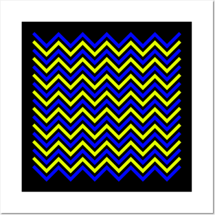 Zigzag Lines - Blue Yellow Posters and Art